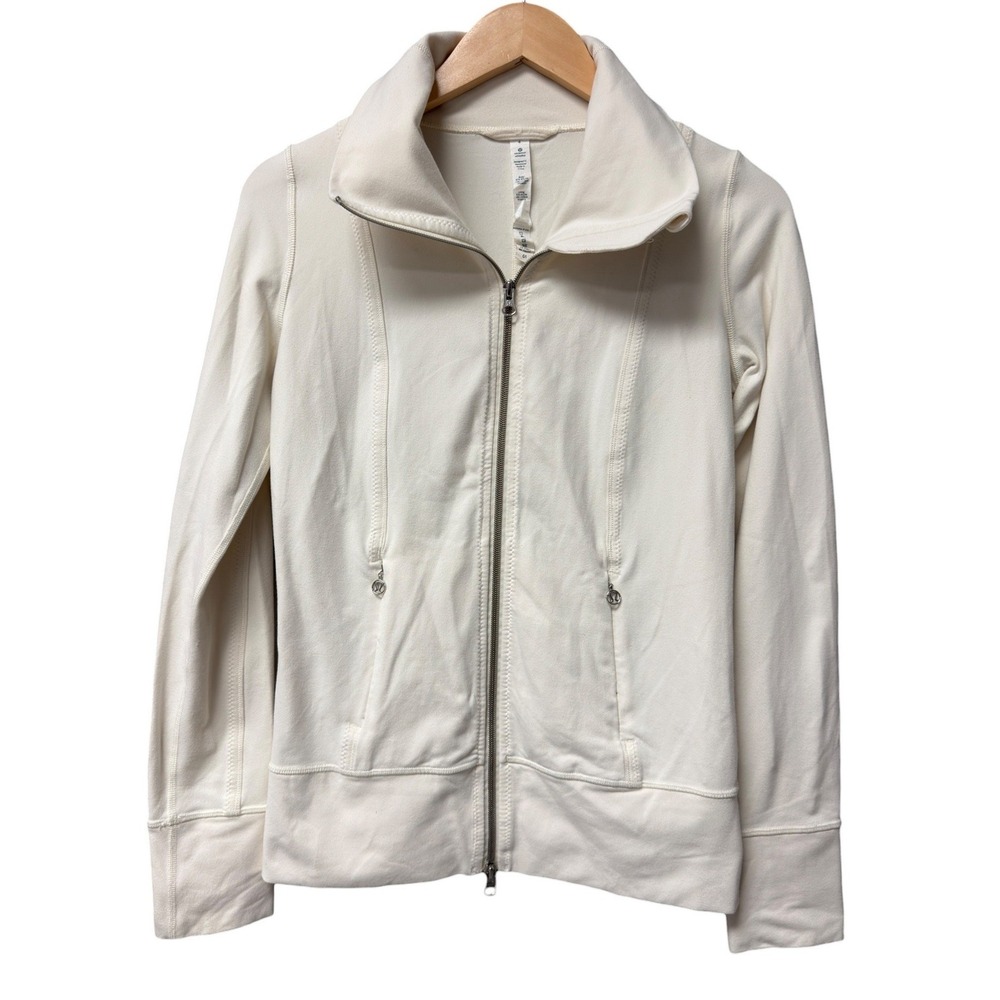 Lululemon Daily Yoga Jacket Women 4‎ Polar Cream White Athleisure Loungewear EUC - Picture 3 of 9